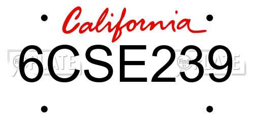 6CSE239 California License Plate