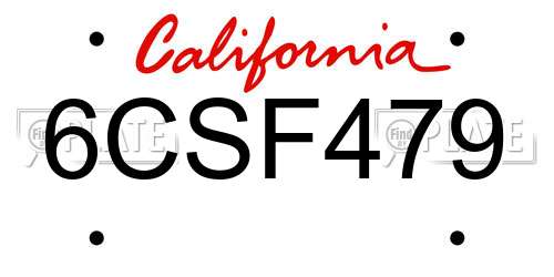 6CSF479 California License Plate