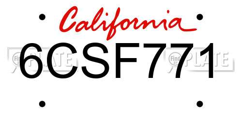 6CSF771 California License Plate