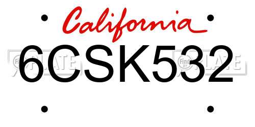 6CSK532 California License Plate