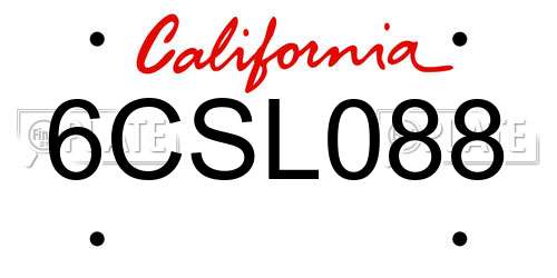 6CSL088 California License Plate