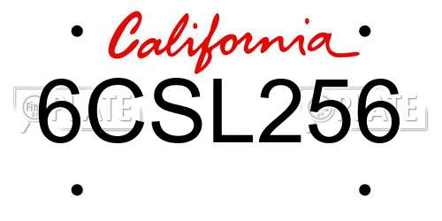 6CSL256 California License Plate