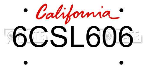6CSL606 California License Plate