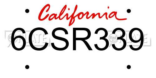 6CSR339 California License Plate