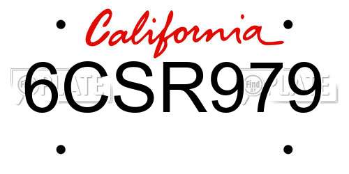 6CSR979 California License Plate