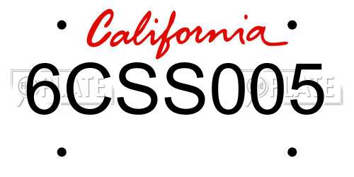 6CSS005 California License Plate