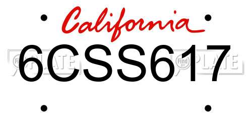 6CSS617 California License Plate