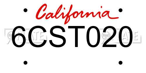 6CST020 California License Plate