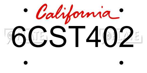 6CST402 California License Plate