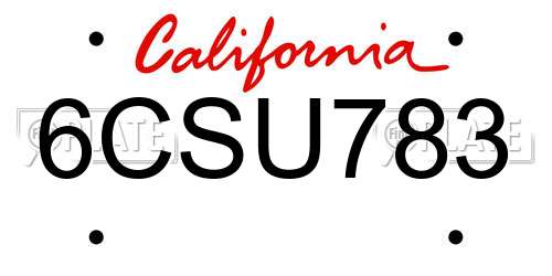 6CSU783 California License Plate