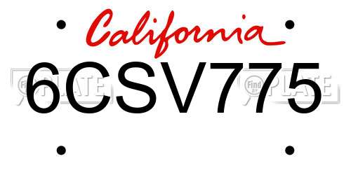 6CSV775 California License Plate