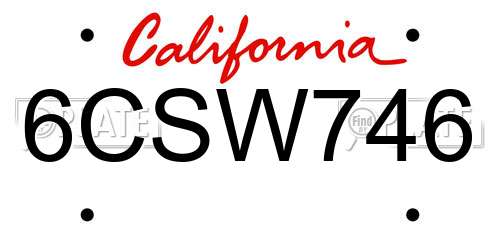 6CSW746 California License Plate