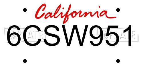 6CSW951 California License Plate