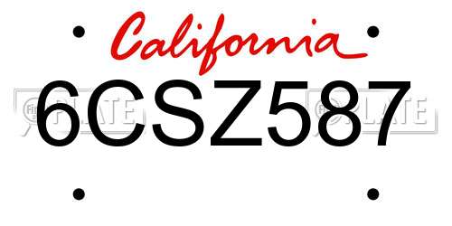 6CSZ587 California License Plate