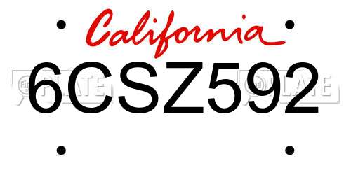 6CSZ592 California License Plate