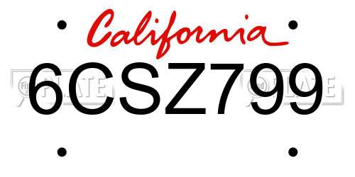 6CSZ799 California License Plate