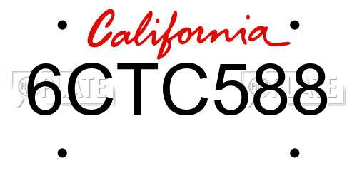 6CTC588 California License Plate