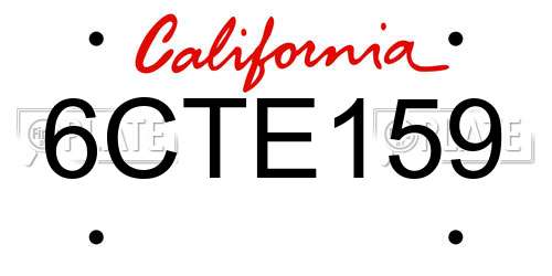 6CTE159 California License Plate