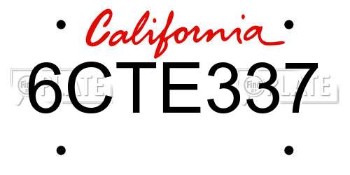 6CTE337 California License Plate