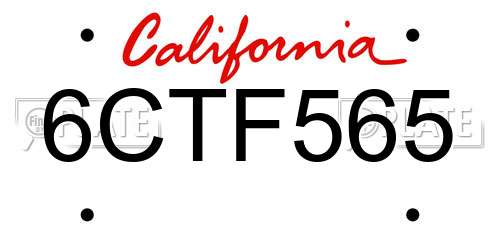 6CTF565 California License Plate