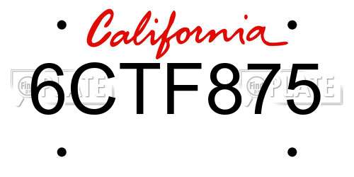 6CTF875 California License Plate