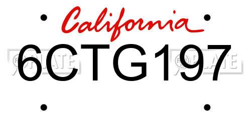 6CTG197 California License Plate