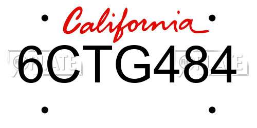 6CTG484 California License Plate