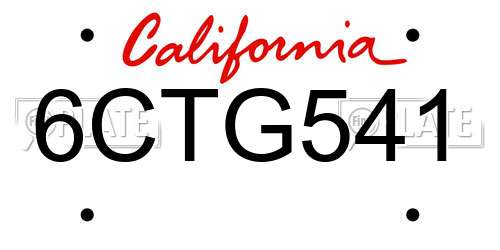 6CTG541 California License Plate