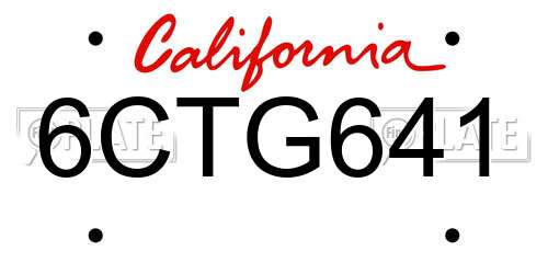 6CTG641 California License Plate