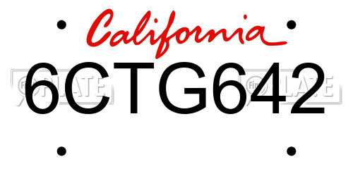 6CTG642 California License Plate