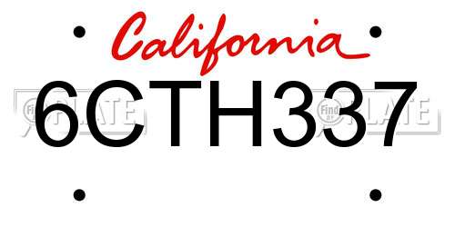6CTH337 California License Plate