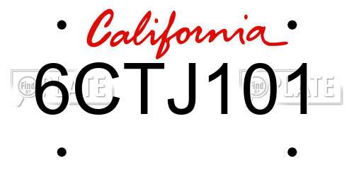 6CTJ101 California License Plate