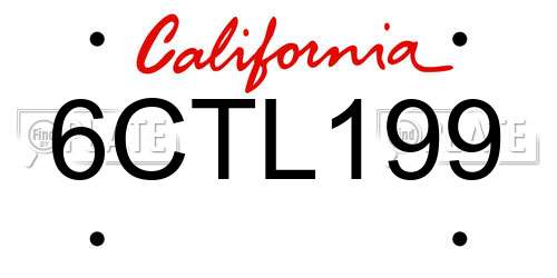 6CTL199 California License Plate