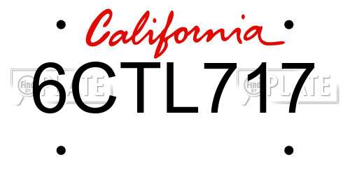 6CTL717 California License Plate
