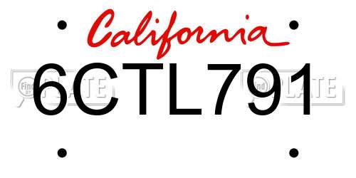 6CTL791 California License Plate