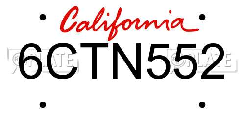 6CTN552 California License Plate
