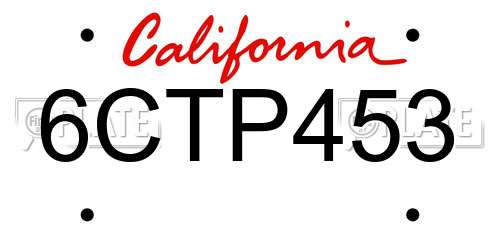 6CTP453 California License Plate