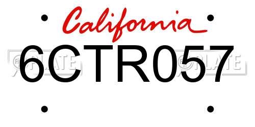 6CTR057 California License Plate