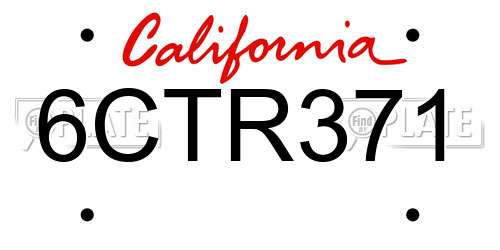 6CTR371 California License Plate