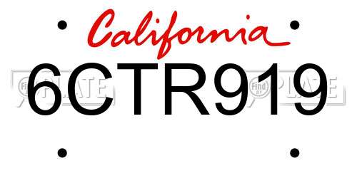 6CTR919 California License Plate