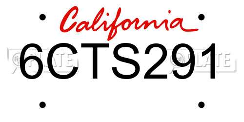 6CTS291 California License Plate