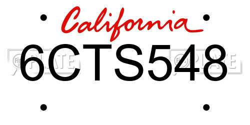 6CTS548 California License Plate