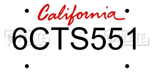 6CTS551 California License Plate