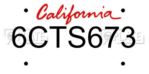 6CTS673 California License Plate
