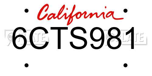 6CTS981 California License Plate