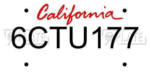 6CTU177 California License Plate