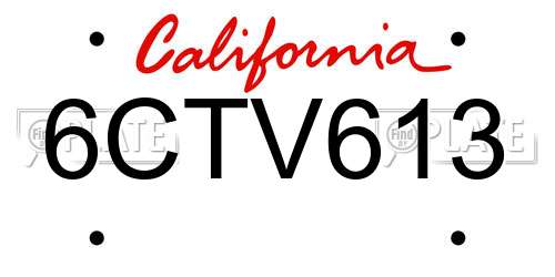 6CTV613 California License Plate