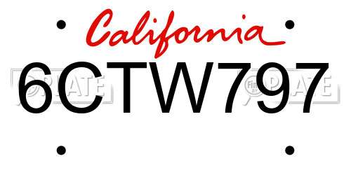 6CTW797 California License Plate