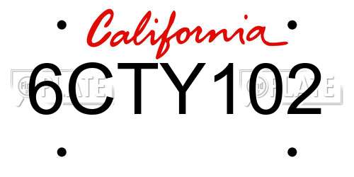 6CTY102 California License Plate