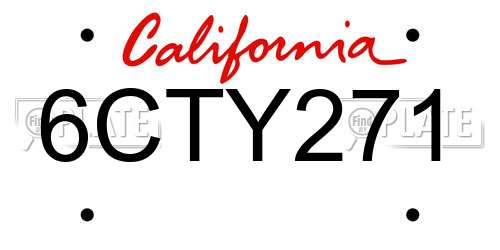 6CTY271 California License Plate